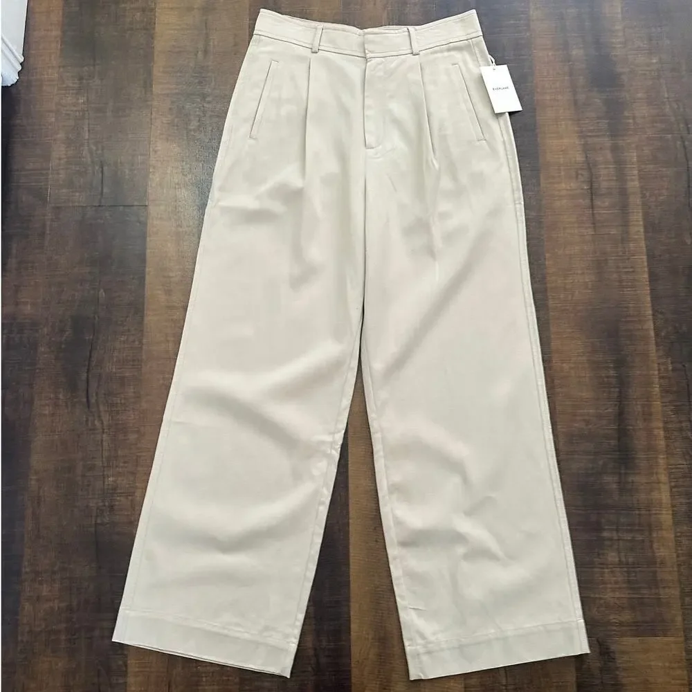 NWT Everlane The Linen Way-High Drape Pant Beige Size 12